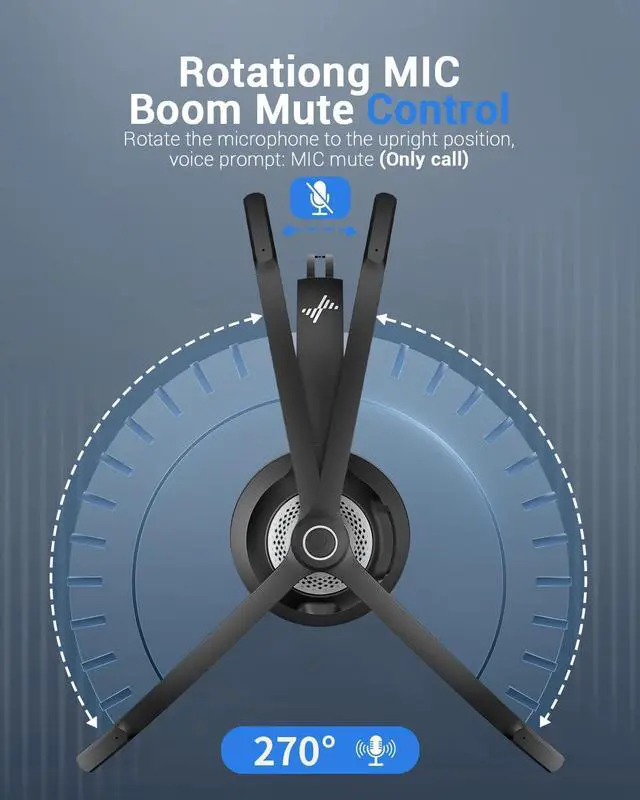 Alt view image 6 of 6 - Wireless Headset with Microphone Bluetooth Headphones - Bluetooth V5.2 Headphones with USB Dongle & Mic Mute for PC/Computer/Laptop/Call Center/Zoom/Online Class/Trucker - Bluetooth Headset