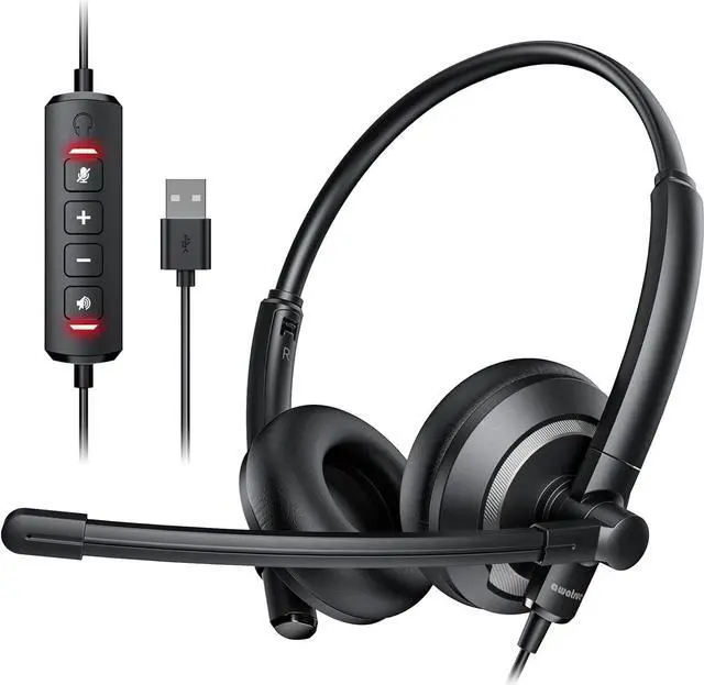 Main image of Headset with Microphone - Noise Canceling Computer Headset for Office Meetings Chat- Comfortable Over-Ear PC Headphones with Rotating Mic- 3.5 Jack for Universal Connectivity (1 Pack)