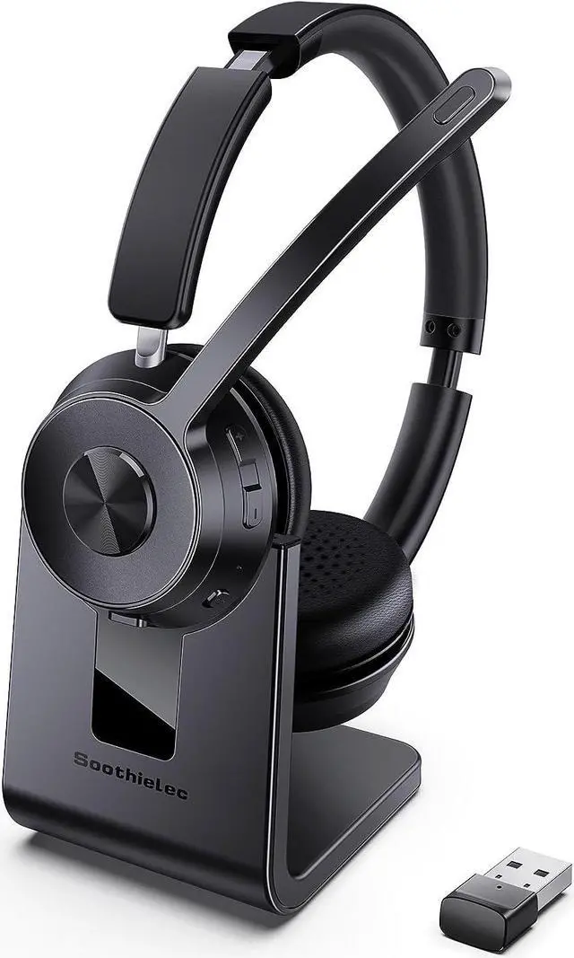 Main image of (Upgraded Version) Wireless Headset Bluetooth Headset with Noise Cancelling Microphone Best Headphones with Mic Mute & USB Dongle for PC/Computer/Laptop/Cell Phones/Remote Work/Call Center