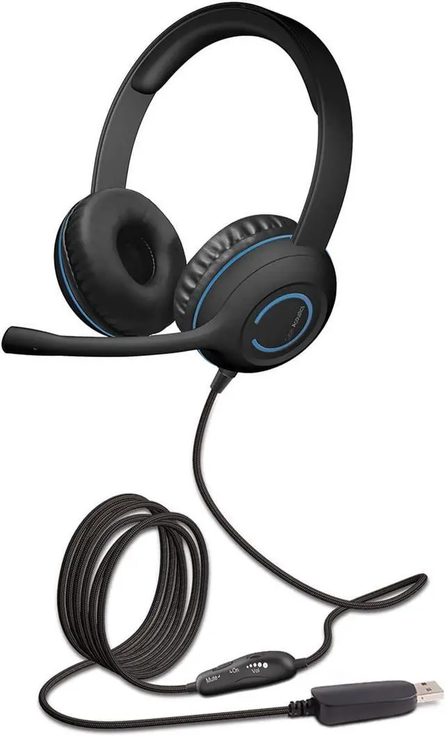 Main image of Cyber Acoustics Stereo USB Headset (AC-5008A), in-line Controls for Volume & Mic Mute, Adjustable Mic Boom for PC & Mac, Perfect for Classroom or Home
