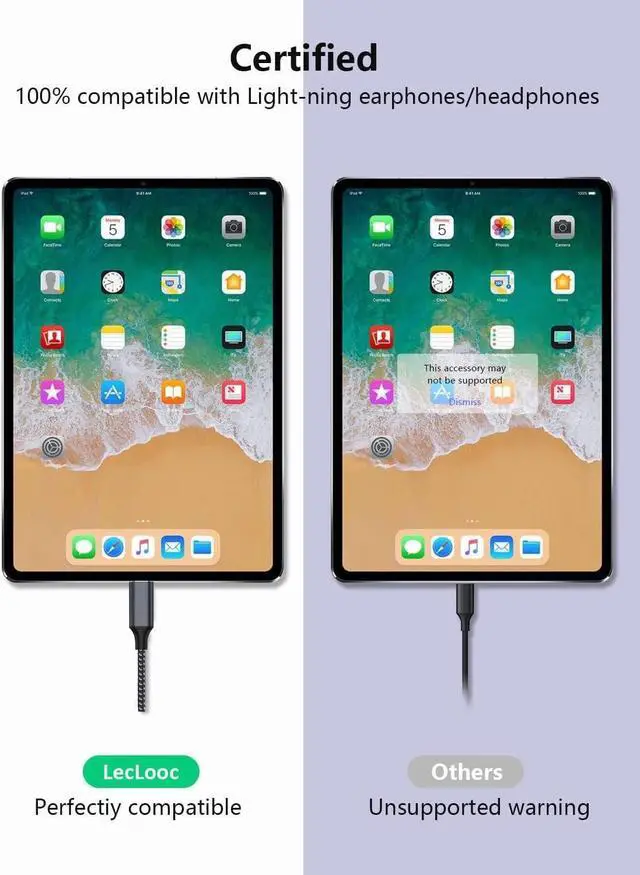 Alt view image 6 of 7 - USB C to Lightning Audio Adapter Cable USB Type C Male to Lightning HiFi Audio Female Headphones Converter Fit with iPad Pro iPad Air MacBook Galaxy S23 S22 Pixel 7 6 Pro (Not Support Charging)