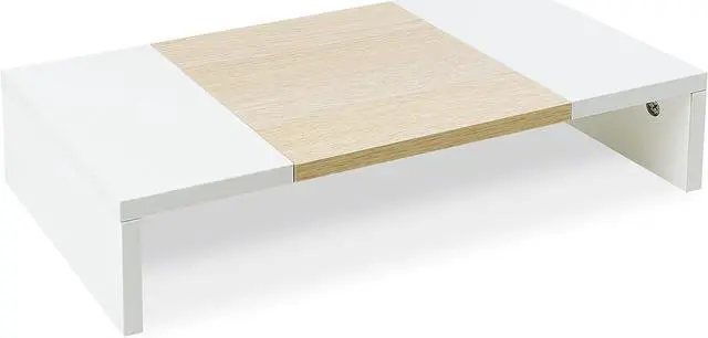 Main image of TEAMIX Wood Monitor Stand Riser with Storage Shelf for TVs, PCs, Printers - 20 Inch, White+Maple