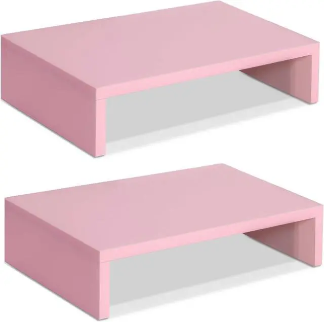 Main image of TEAMIX Pink Monitor Stand Riser-2 Pack,Wood 2 Tier Adjustable Monitor Stand Dual Monitor Riser for 2 Monitors/Laptop/PC Computer Stand for Desk