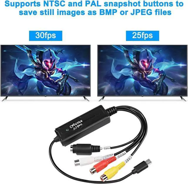 Alt view image 4 of 7 - RCA AV to USB C Converter Video Capture Card Adapter 1 Channel AV NTSC PAL Video S Video/Composite to USB Converter Video Audio RCA for Mobile Phone/PC