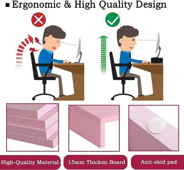 Alt view image 5 of 7 - TEAMIX Pink Monitor Stand Riser-2 Pack,Wood 2 Tier Adjustable Monitor Stand Dual Monitor Riser for 2 Monitors/Laptop/PC Computer Stand for Desk