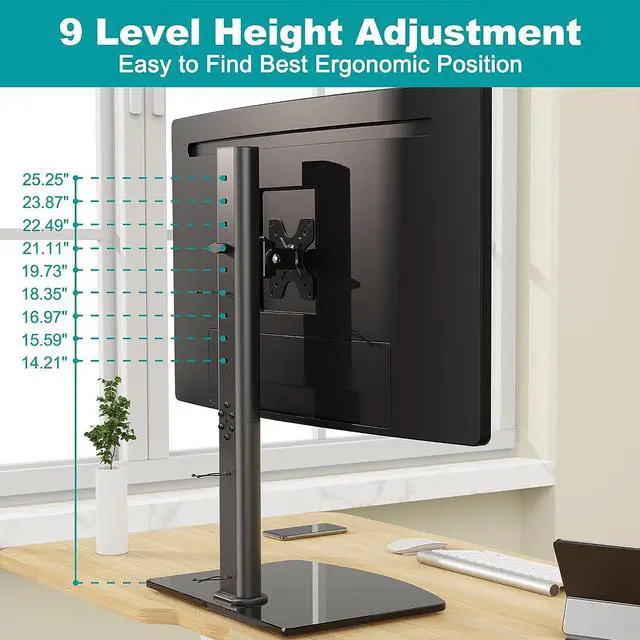 Alt view image 6 of 7 - Vertical Single Monitor Stand for Max 42 Inch/26.4lbs Ultrawide Computer Screen Freestanding Monitor Desk Stand Monitor Mount with Swivel Tilt Rotation VESA Stand 75x75/100x100