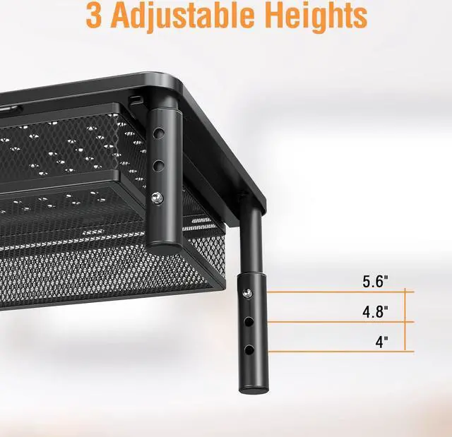 Alt view image 4 of 7 - ELIVED 2 Pack Monitor Stand Riser with Drawer, 3 Height Adjustable with Larger Storage Space for Home and Office Supplies, Metal Desktop Stand for Laptop Computer Printer PC iMac