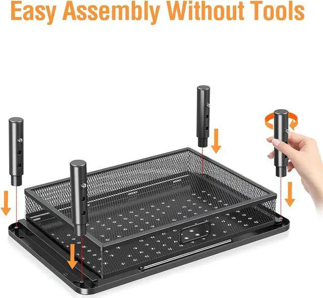 Alt view image 6 of 7 - ELIVED 2 Pack Monitor Stand Riser with Drawer, 3 Height Adjustable with Larger Storage Space for Home and Office Supplies, Metal Desktop Stand for Laptop Computer Printer PC iMac