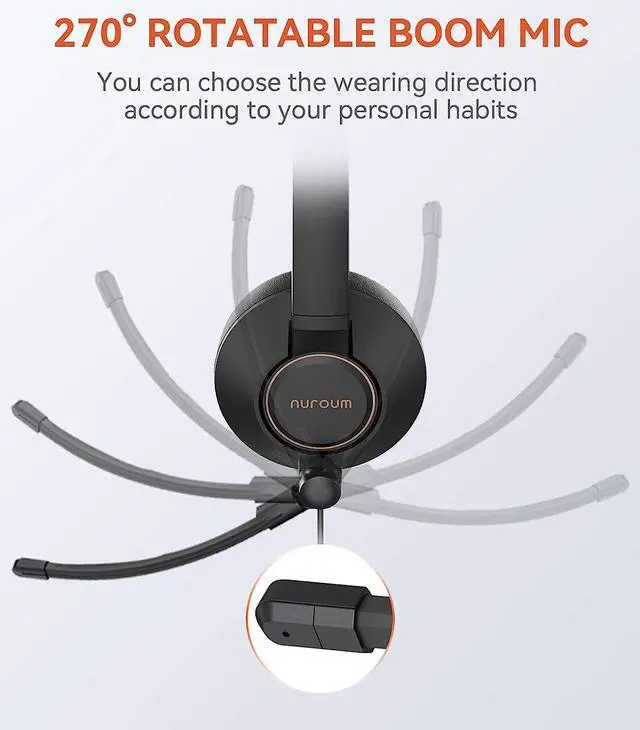 Alt view image 4 of 7 - Wired Headset, Dual-Ear (Stereo) Headphones with Noise Canceling Microphone, On Ear Computer Headset with in-line Control, USB/Type-C, PC Headset for Home Office Online Class Skype Zoom