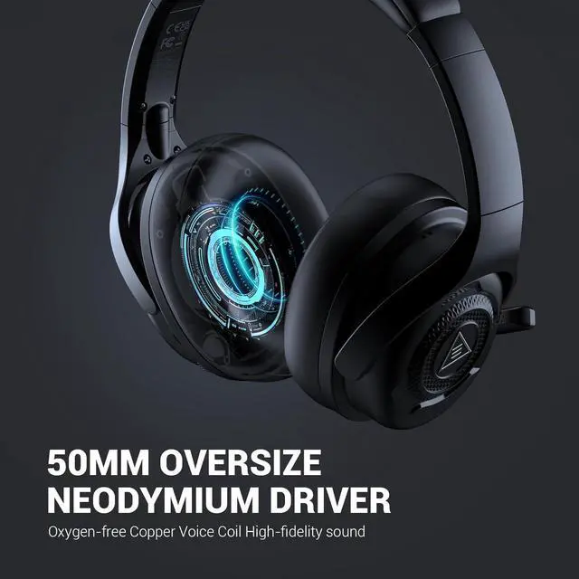Alt view image 2 of 7 - EKSA E4 AirComfy Headsets with Microphone Noise Cancelling, Over-Ear PC Headphones, Crystal Clear Surround Sound 263g Ultra Lightweight 3.5mm Wired Computer Headset for Laptop/PS4/PS5/Xbox/Switch