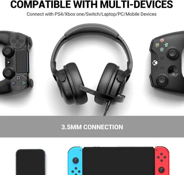 Alt view image 7 of 7 - EKSA E4 AirComfy Headsets with Microphone Noise Cancelling, Over-Ear PC Headphones, Crystal Clear Surround Sound 263g Ultra Lightweight 3.5mm Wired Computer Headset for Laptop/PS4/PS5/Xbox/Switch
