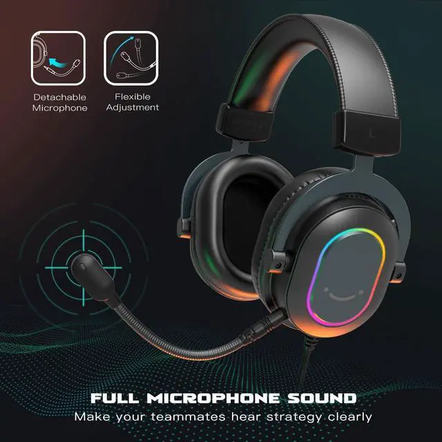 Alt view image 4 of 7 - FIFINE Gaming Headset for PC-Wired Headphones with Microphone-7.1 Surround Sound Computer USB Headset for Laptop, Streaming Headphones on PS4/PS5, with EQ Mode, RGB, Soft Ear Pads - AmpliGame H6