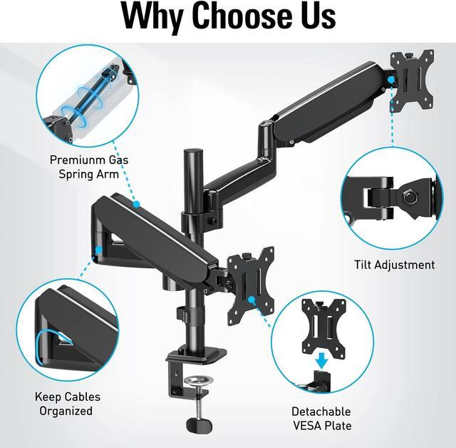 thumbnail interactive-video image 1 of HUANUO Dual Monitor Mount-Monitor Stand With C Clamp/Grommet Mounting Base Up To 32 Inch 1 of 13