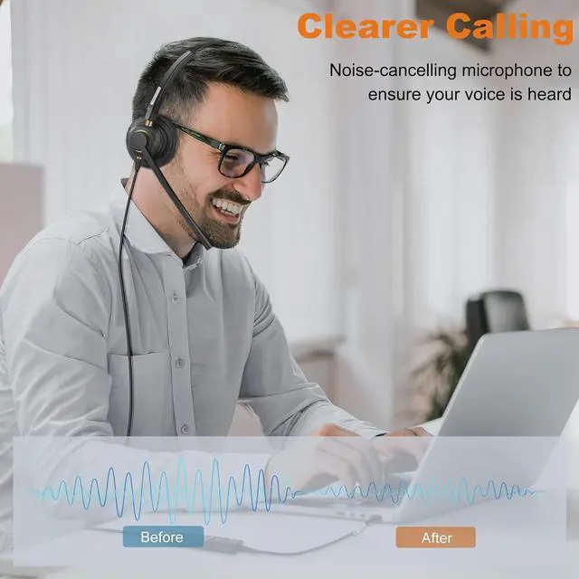 Alt view image 6 of 7 - USB Headset with Microphone Noise Cancelling & Audio Controls Single Ear (Monaural) Ultra Comfort USB Headset with Mic for Pc Computer Laptop Business Skype UC Webinar Call Center Office