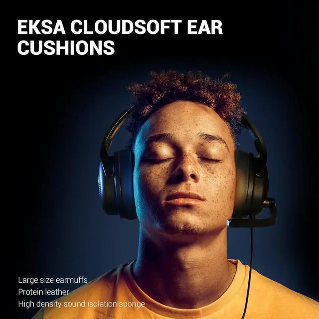 Alt view image 5 of 7 - EKSA E4 AirComfy Headsets with Microphone Noise Cancelling, Over-Ear PC Headphones, Crystal Clear Surround Sound 263g Ultra Lightweight 3.5mm Wired Computer Headset for Laptop/PS4/PS5/Xbox/Switch