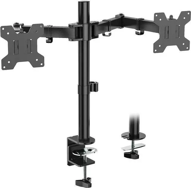 Main image of WALI Dual Monitor Desk Mount, Monitor Stand for 2 Monitors Up to 27inch, Dual Monitor Mount Max 22lbs for Home, Office, School (M002), Black