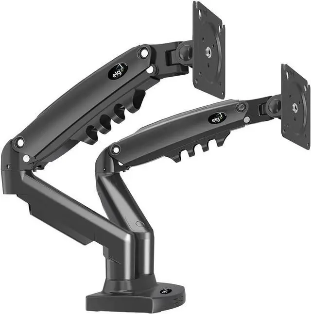 Main image of ELG Full Motion Swivel Dual Monitor Desk Mount Stand Gas Spring for Two Screens 17 to 35'' (4.4lbs to 19.8lbs Load for Each Display), Computer Monitor Stand F160N, Black
