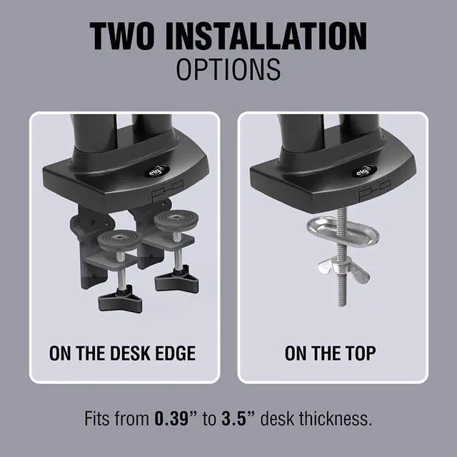Alt view image 7 of 7 - ELG Full Motion Swivel Dual Monitor Desk Mount Stand Gas Spring for Two Screens 17 to 35'' (4.4lbs to 19.8lbs Load for Each Display), Computer Monitor Stand F160N, Black