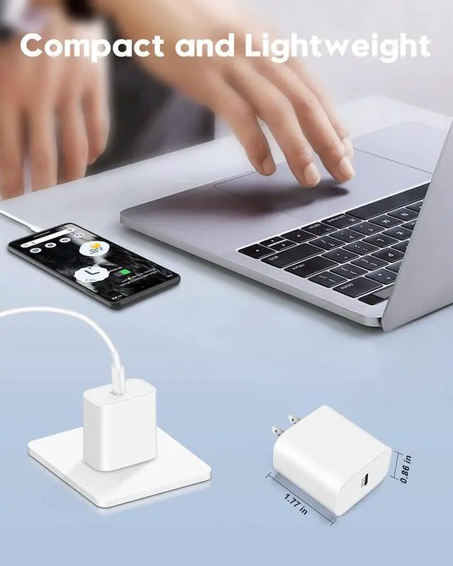 Alt view image 7 of 7 - [2025 Upgraded] iPhone 16e/16 Pro Charger, 2-Pack 20W USB C Fast Wall Charger Block with 60W 6FT USB C Charging Cable Cord for iPhone 16/16 Pro Max/16 Plus/16e/15/15 Pro/15 Pro Max, iPad Power Adapter