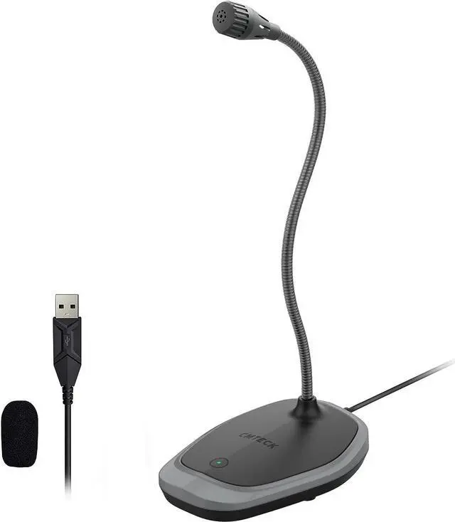 Main image of USB Microphone, Plug & Play Microphone for PC, Desktop Omnidirectional Condenser Laptop Mic, Mute Button with LED Indicator, Compatible with Windows/Mac, Ideal for YouTube Videos, Skype, Recording