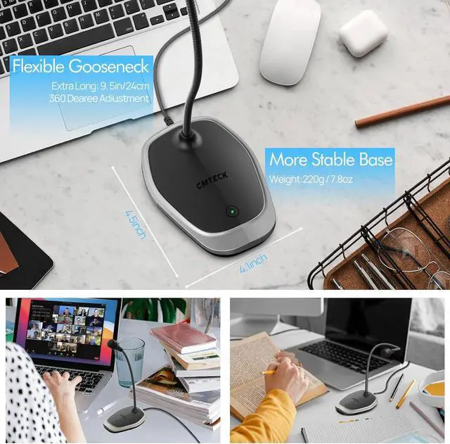 Alt view image 5 of 7 - USB Microphone, Plug & Play Microphone for PC, Desktop Omnidirectional Condenser Laptop Mic, Mute Button with LED Indicator, Compatible with Windows/Mac, Ideal for YouTube Videos, Skype, Recording