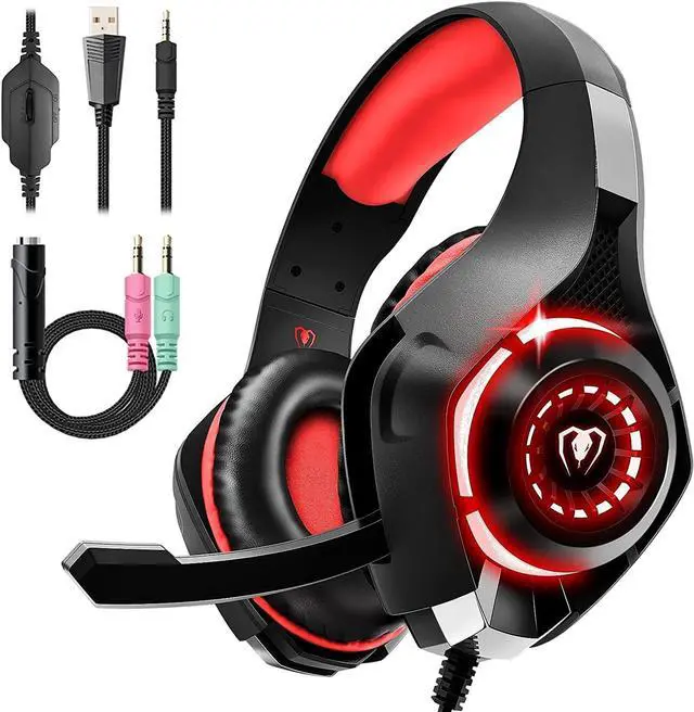 Main image of Gaming Headset for PS4, PS5, PC, Xbox One, Over-Ear Gaming Headphones with Noise Cancelling Mic, Premium Stereo, Lightweight Comfortable Earmuffs for Switch Laptop Mobile