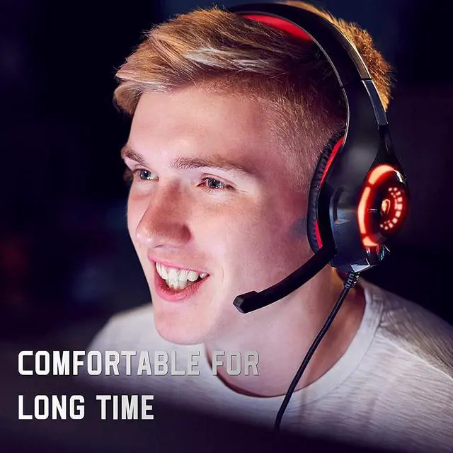 Alt view image 6 of 6 - Gaming Headset for PS4, PS5, PC, Xbox One, Over-Ear Gaming Headphones with Noise Cancelling Mic, Premium Stereo, Lightweight Comfortable Earmuffs for Switch Laptop Mobile