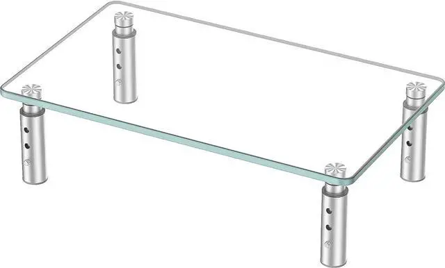 Main image of Hemudu Monitor Stand -3 Adjustable Height Monitor Riser, Computer Monitor Stand, Desktop Organizer, Monitor Stand Riser for PC, Computer, Laptop Clear