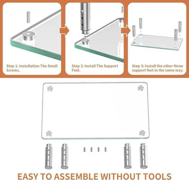 Alt view image 7 of 7 - Hemudu Monitor Stand -3 Adjustable Height Monitor Riser, Computer Monitor Stand, Desktop Organizer, Monitor Stand Riser for PC, Computer, Laptop Clear