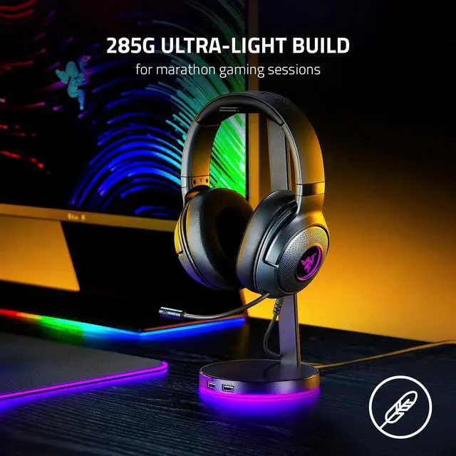 Alt view image 2 of 7 - V3 X Wired USB Gaming Headset: Lightweight Build - Triforce 40mm Drivers - HyperClear Cardioid Mic - 7.1 Surround Sound - Chroma RGB Lighting - Black