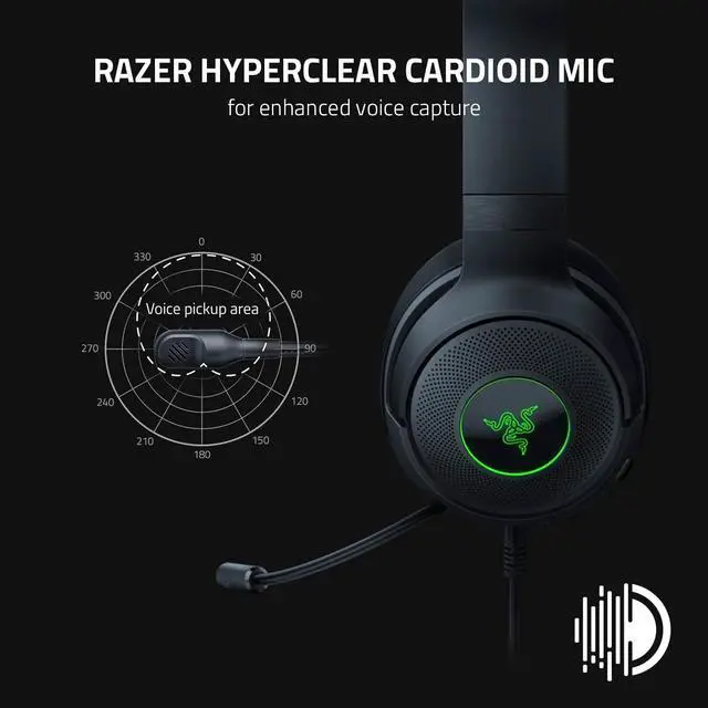 Alt view image 4 of 7 - V3 X Wired USB Gaming Headset: Lightweight Build - Triforce 40mm Drivers - HyperClear Cardioid Mic - 7.1 Surround Sound - Chroma RGB Lighting - Black