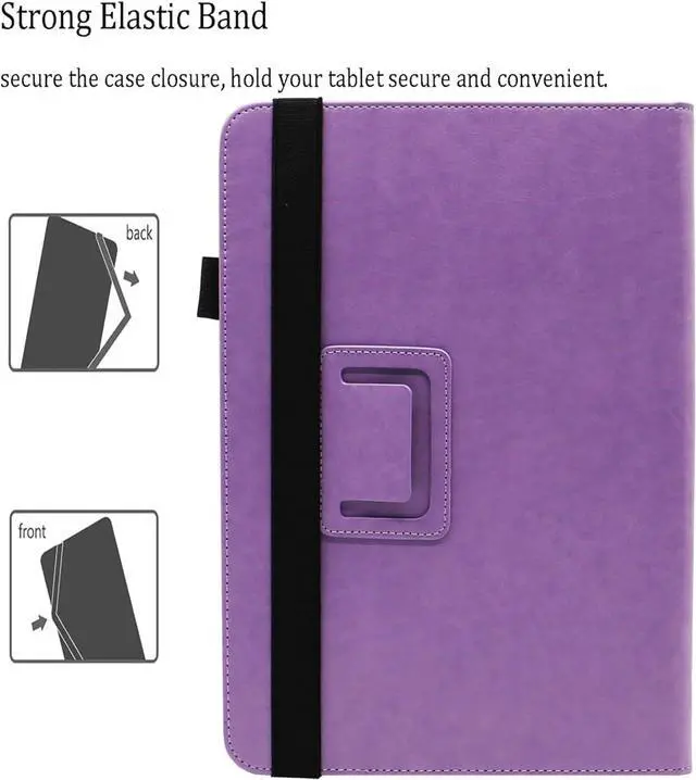 Alt view image 3 of 7 - Universal 10 Inch Tablet Case Universal 10.1 Inch Tablet Case Protective Folio Stand Android Case for 9.6-10.5 Inch Tablet with Hand Strap and Cards Slots Purple