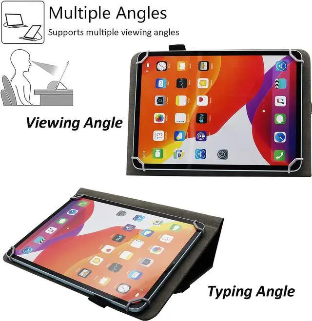Alt view image 4 of 6 - Universal 8 Inch Tablet Case Universal 7 Inch Tablet Case Protective Folio Stand Android Case for 7.0-8.5 Inch Tablet with Hand Strap and Cards Slots Black