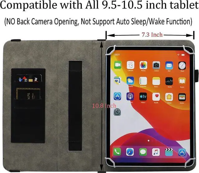 Alt view image 5 of 6 - Universal 10 Inch Tablet Case Universal 10.1 Inch Tablet Case Protective Folio Stand Android Case for 9.6-10.5 Inch Tablet with Hand Strap and Cards Slots Black