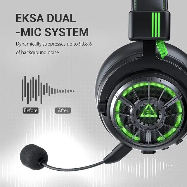 Alt view image 4 of 7 - EKSA StarEngine Pro USB Gaming Headset - 7.1 Surround Sound for PC PS4 PS5 Xbox One, Over Ear Computer Headphones with Noise Cancelling Mic, Dual Chamber Driver, Game/Muisc Mode, Led Wired Headphones