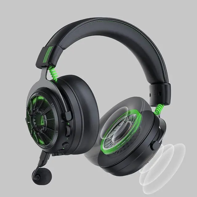 Alt view image 5 of 7 - EKSA StarEngine Pro USB Gaming Headset - 7.1 Surround Sound for PC PS4 PS5 Xbox One, Over Ear Computer Headphones with Noise Cancelling Mic, Dual Chamber Driver, Game/Muisc Mode, Led Wired Headphones