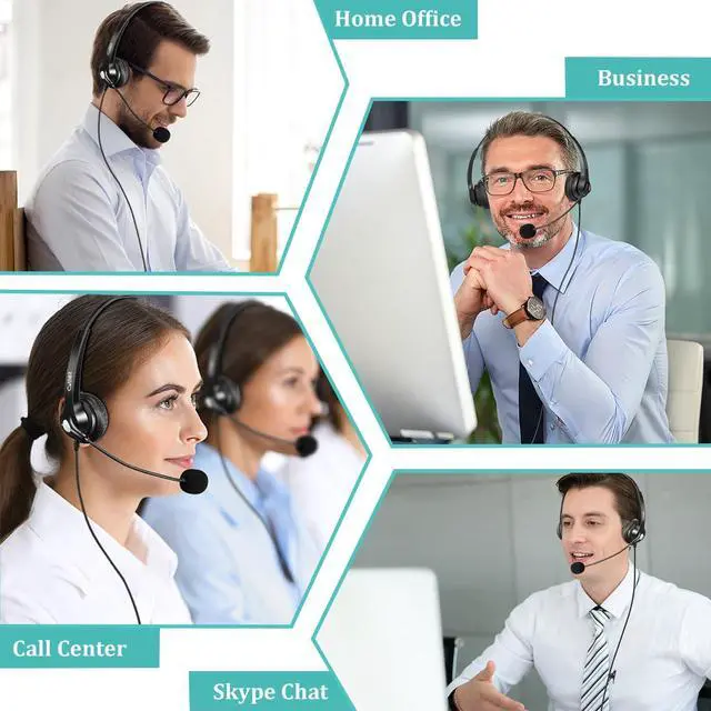 Alt view image 7 of 7 - 3.5mm Headset with Microphone Noise Cancelling for Cell Phone PC Laptop Stereo Computer Headphones for iPhone  Mac Call Center Office Skype in-line Control Clear Chat