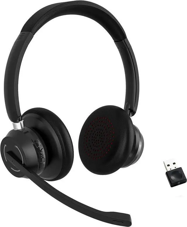 Main image of Wireless Headset Bluetooth Headset with Noise Canceling Microphone &USB Dongle Handsfree 45 Hrs/Dual Connect/Mute Button wireless computer headset with microphone for PC|Work|Skype|Zoom|MS Teams