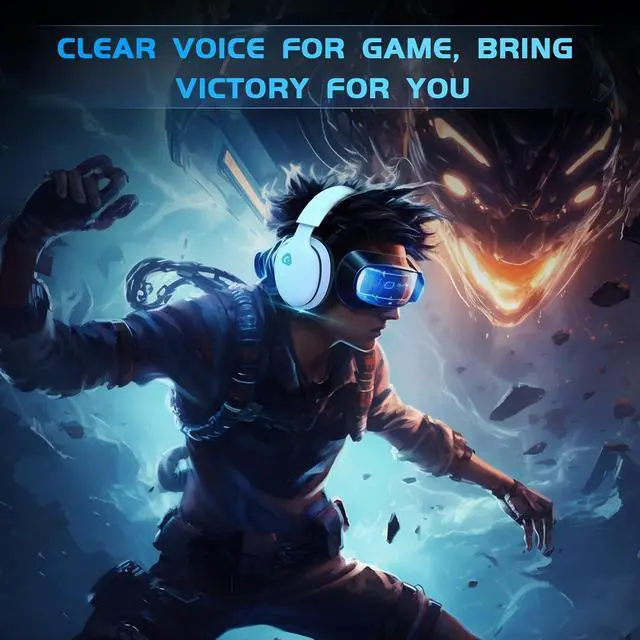 Alt view image 4 of 7 - 2.4GHz Wireless Gaming Headset for PS5 PS4 Fortnite & Call of Duty/FPS Gamers PC Nintendo Switch Bluetooth 5.3 Gaming Headphones with Noise Canceling Mic Stereo Sound 40+Hr Battery -White