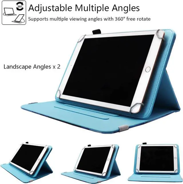 Alt view image 4 of 6 - Universal 7 8 Inch Android Tablet Case PU Leather 360 Degree Rotating Multi-Angle Viewing Stand Case Cover for 7.0 8.0 and All 7.0-8.5 Inch Tablet Shiny Butterfly