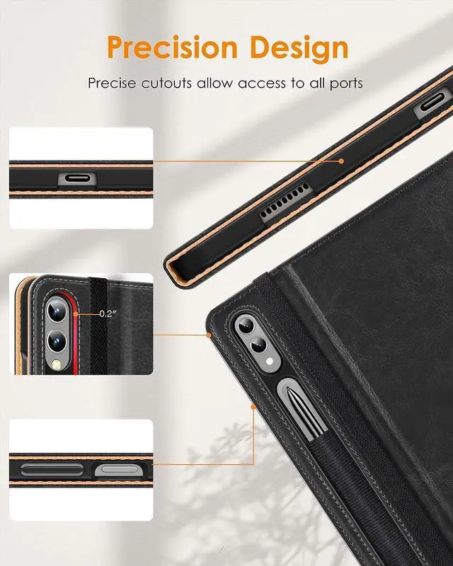 Alt view image 3 of 7 - for Galaxy Tab S9 Plus Case 12.4 Inch Tablet (SM-X810/X816B/X818U) Premium Leather Business Folio Cover with S Pen Holder & Hand Strap for Samsung Galaxy Tab S9+ / S9 Plus 2023 Black