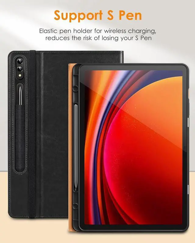 Alt view image 6 of 7 - for Galaxy Tab S9 Plus Case 12.4 Inch Tablet (SM-X810/X816B/X818U) Premium Leather Business Folio Cover with S Pen Holder & Hand Strap for Samsung Galaxy Tab S9+ / S9 Plus 2023 Black