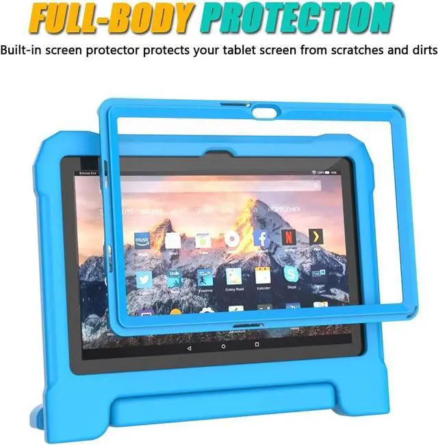 Alt view image 3 of 7 - Fire HD 10 & Fire HD 10 Plus Tablet Case for Kids (13th/11th Generation 2023/2021 Release) Lightweight Shockproof Case Built-in Screen Protector with Handle Stand Not fit iPad - Blue