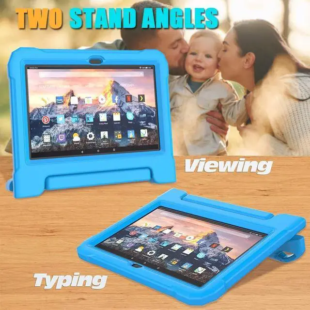 Alt view image 5 of 7 - Fire HD 10 & Fire HD 10 Plus Tablet Case for Kids (13th/11th Generation 2023/2021 Release) Lightweight Shockproof Case Built-in Screen Protector with Handle Stand Not fit iPad - Blue