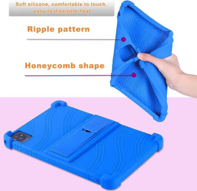 Alt view image 4 of 7 - Soft Case for Blackview Tab 7 WiFi Tablet 10.1 Inch OSCAL Pad 60 Tablet Silicone Case 2023 OSCAL Pad 70 WiFi Case for Kids Shockproof Blackview Tab 8 WiFi Tablet Case 10.1 with Bracket (Blue)