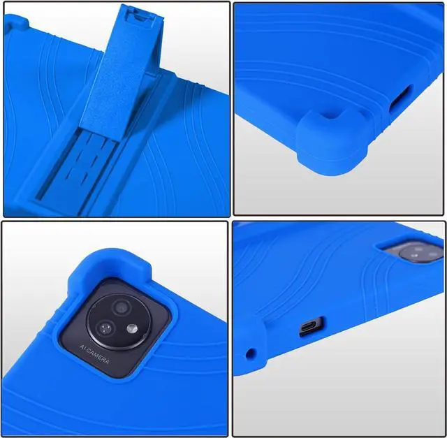 Alt view image 5 of 7 - Soft Case for Blackview Tab 7 WiFi Tablet 10.1 Inch OSCAL Pad 60 Tablet Silicone Case 2023 OSCAL Pad 70 WiFi Case for Kids Shockproof Blackview Tab 8 WiFi Tablet Case 10.1 with Bracket (Blue)