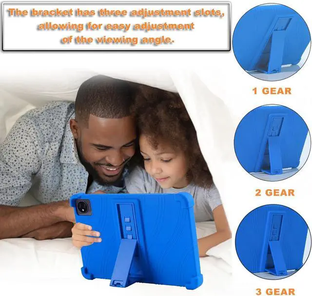 Alt view image 6 of 7 - Soft Case for Blackview Tab 7 WiFi Tablet 10.1 Inch OSCAL Pad 60 Tablet Silicone Case 2023 OSCAL Pad 70 WiFi Case for Kids Shockproof Blackview Tab 8 WiFi Tablet Case 10.1 with Bracket (Blue)