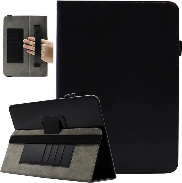 Main image of Universal 10 Inch Tablet Case Universal 10.1 Inch Tablet Case Protective Folio Stand Android Case for 9.6-10.5 Inch Tablet with Hand Strap and Cards Slots Black