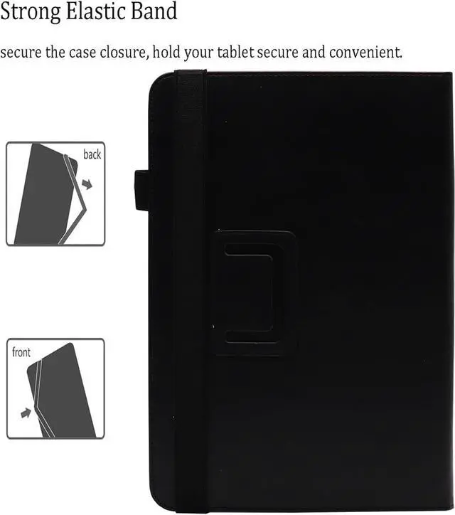Alt view image 3 of 6 - Universal 10 Inch Tablet Case Universal 10.1 Inch Tablet Case Protective Folio Stand Android Case for 9.6-10.5 Inch Tablet with Hand Strap and Cards Slots Black