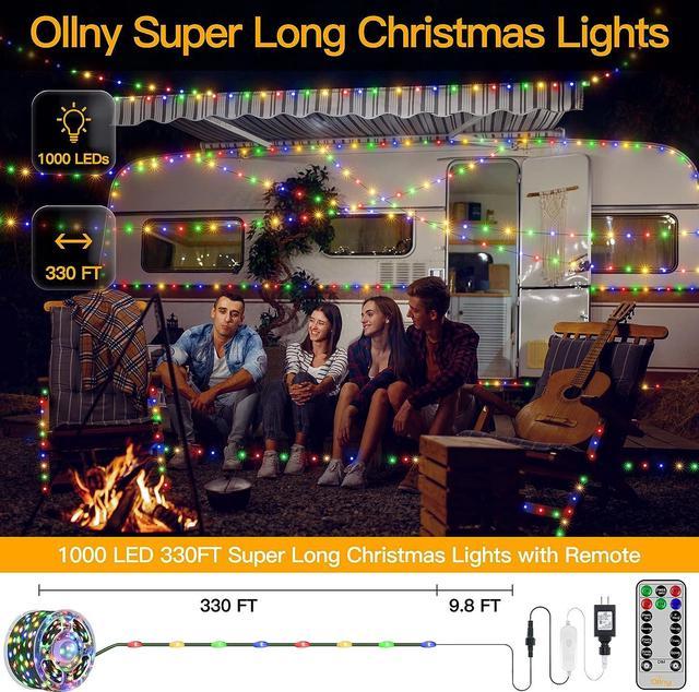 330ft 1000LED Christmas Lights with Reel, 8 Modes & Timer Remote